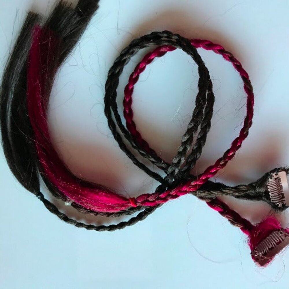 Red Brown Clip in Braids Hair Extensions